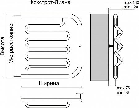 Фокстрот-Лиана AISI 500х500 Полотенцесушитель  TERMINUS Дзержинск - фото 3