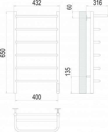 Полка П6 400х650 Электро (quick touch) Полотенцесушитель  TERMINUS Дзержинск - фото 3