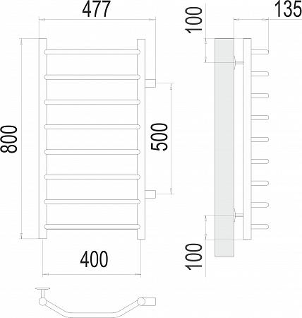 Виктория П8 400х800 бп500 Полотенцесушитель  TERMINUS Дзержинск - фото 3