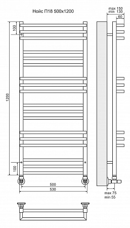 Нойс П18 500х1200 Полотенцесушитель  TERMINUS Дзержинск - фото 3