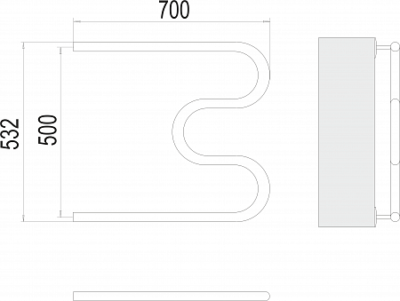 М-обр AISI 32х2 500х700 Полотенцесушитель  TERMINUS Дзержинск - фото 3
