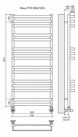 Линц П15 500х1200 Полотенцесушитель  TERMINUS Дзержинск - фото 3