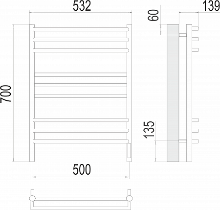 Прато П9 500х700 электро (sensor quick touch) Полотенцесушитель  TERMINUS Дзержинск - фото 3