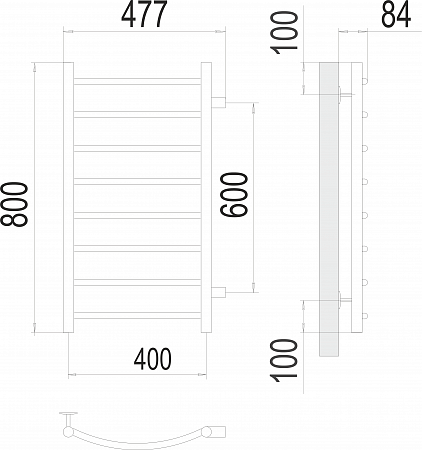 Классик П8 400х800 бп600 Полотенцесушитель  TERMINUS Дзержинск - фото 3