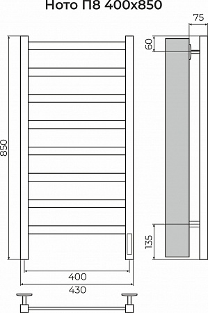 Ното П8 400х850 Электро (quick touch) Полотенцесушитель TERMINUS Дзержинск - фото 3