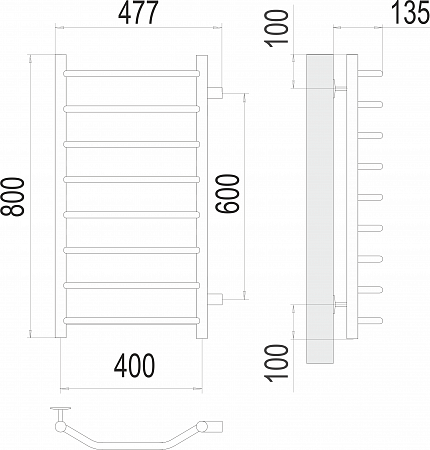 Виктория П8 400х800 бп600 Полотенцесушитель  TERMINUS Дзержинск - фото 3