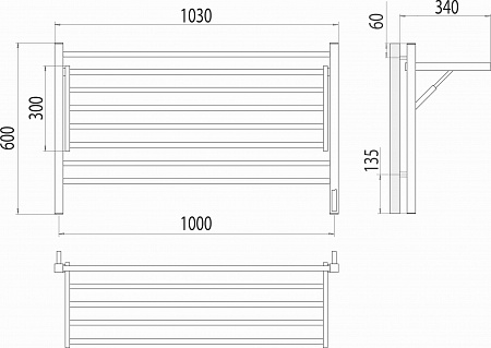 Горизонт П8 1000х600 электро КС ЧЕРНЫЙ МУАР (sensor quick touch) Полотенцесушитель TERMINUS Дзержинск - фото 5